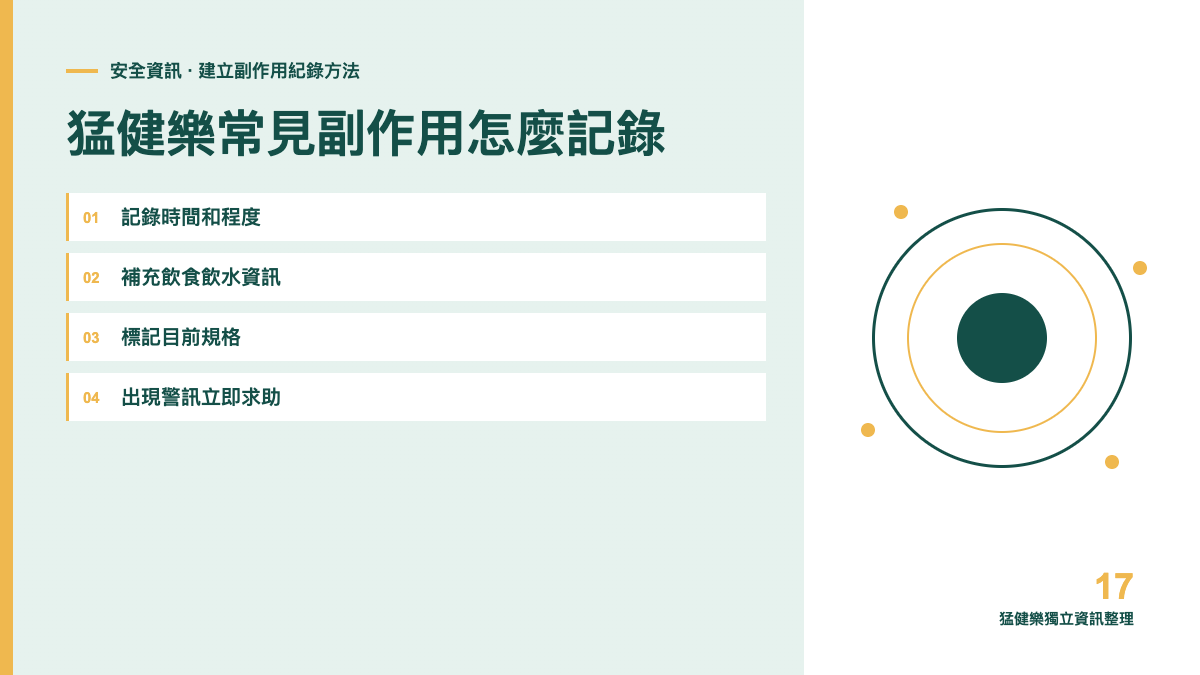 猛健樂常見副作用怎麼記錄?不要只看症狀名稱主題圖